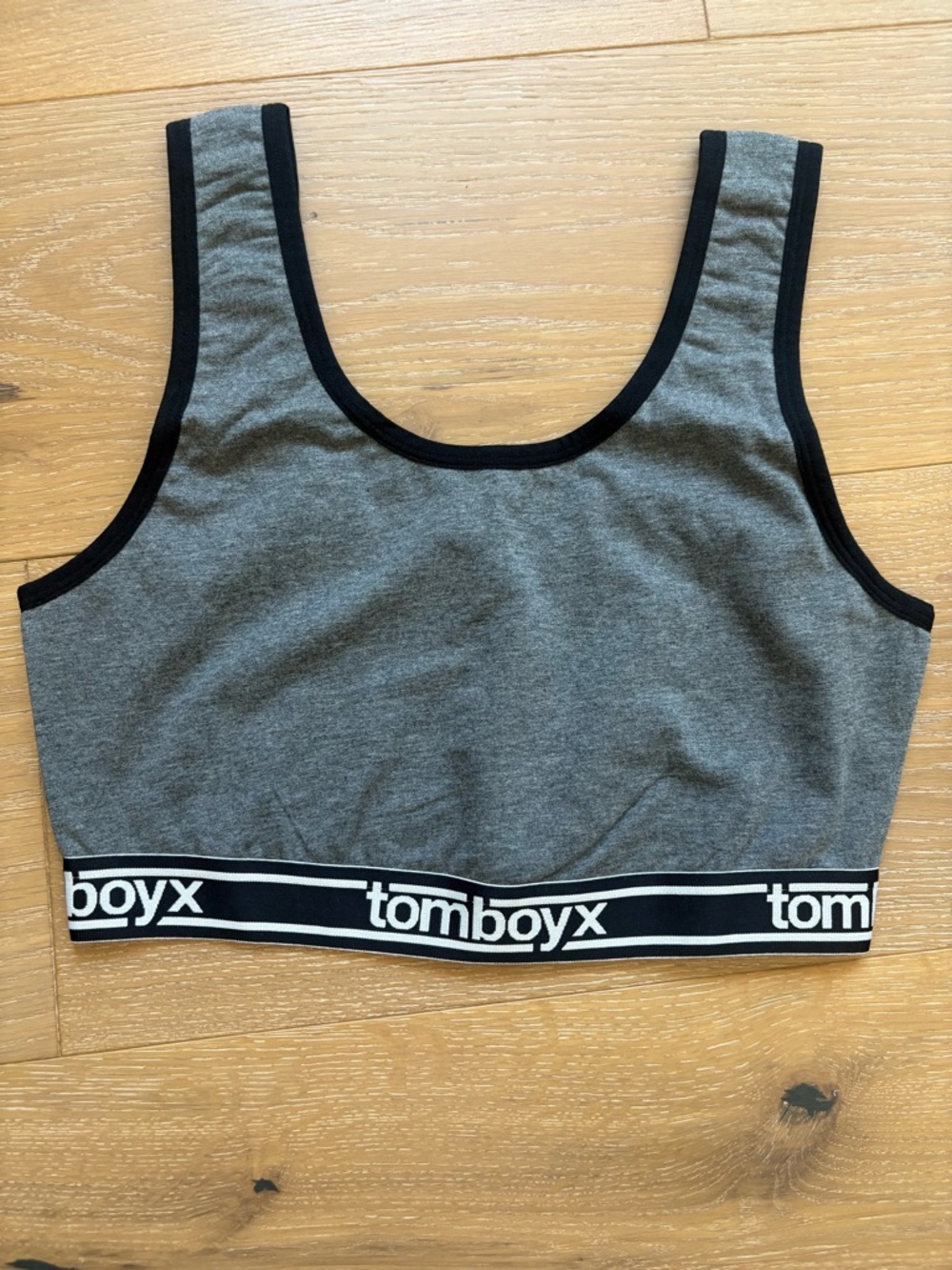 TomboyX Essentials Soft Bra Size Small Charcoal Logo - Picture 2 of 6